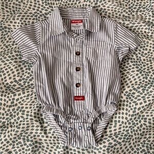 Baby Wrangler Striped Collared Shirt Onesie Size 3M